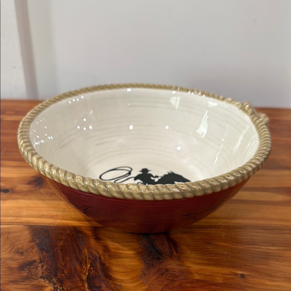 Sonoma Happy Trails Western Cowboy Horse Rope Soup/Salad Bowl